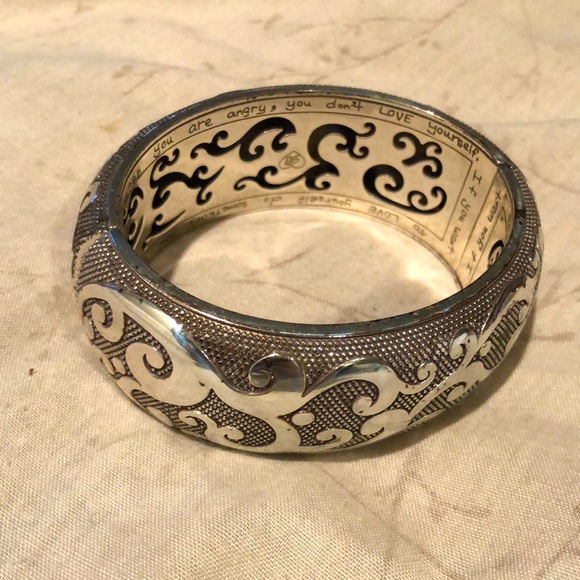 Brighton ANDALUZ Silver Scroll Wide Hinged Bangle - Picture 6 of 8